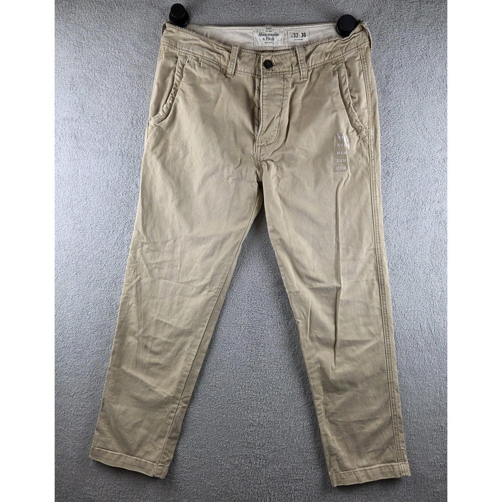 Abercrombie & Fitch Slim Straight Khaki Chino Pants Mens 32x30(34x29) Button Fly